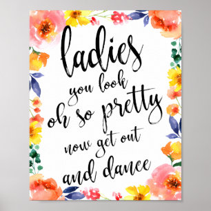 Damen-Toilette Floral 8x10 Hochzeitsschild Poster