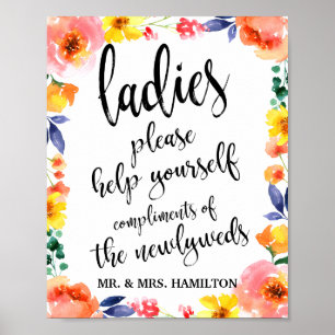 Damen-Toilette Hochzeitskorb 8x10 Florales Schild