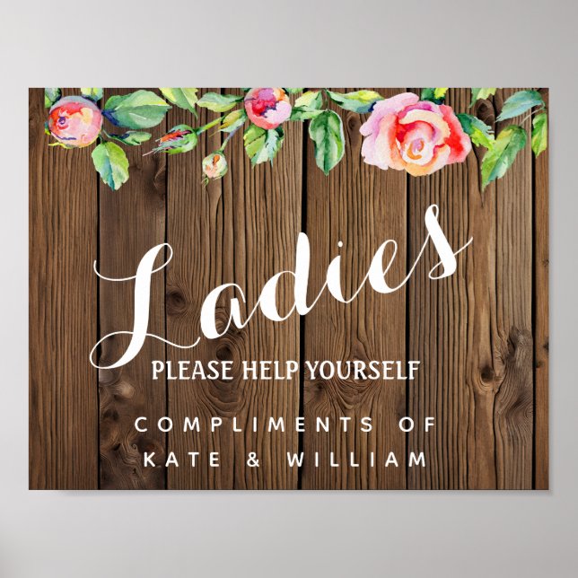 Damen Toilettenschild - Pflegeprodukte Körbe Poster (Vorne)
