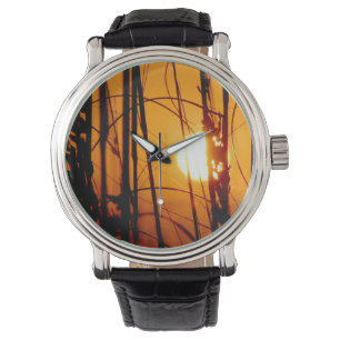 Damen-tropische Sonnenuntergang-Uhr Armbanduhr