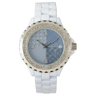 Damen-Uhr - Steppdecke/Flecken/Blues - Armbanduhr