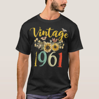 Damen Vintage 1961 Sonnenblume 61. Geburtstag Awes T-Shirt