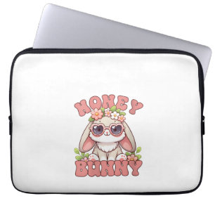 Damen Vintage Ostern Honey Bunny Blumen Hase L Laptopschutzhülle