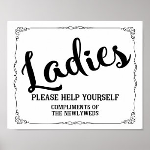 Damen-WC-Schild - Toilettenartikel-Korb-Schild Poster