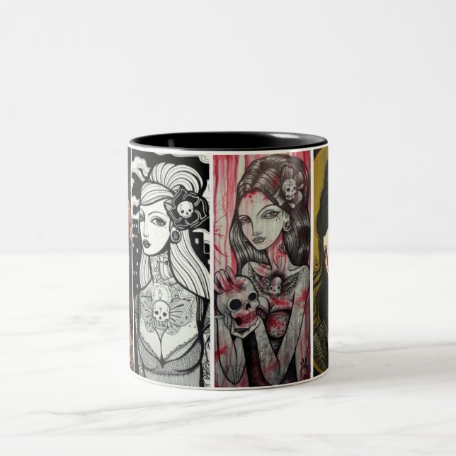 Damengesichter Zweifarbige Tasse (Mittel)