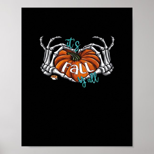 Damenit's Fall Y’all Pumpkin Gnome Autumn Tree He Poster (Vorne)