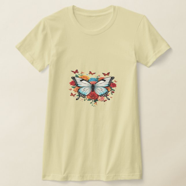 Damenschmetterling Print Short Sleeve T - Shirt (Ablage )