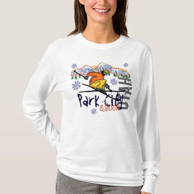 Damenski-Aufzug Hoodie Park City Utah T-Shirt (Vorderseite)