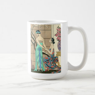 Dames d'art déco par la tasse de fenêtre