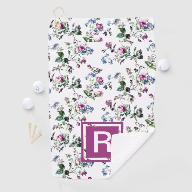 Dames Floral Personnalisé Monogramme serviette de  (En situation)