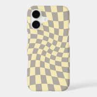 Damier déformé gris jaune pastel Rétro