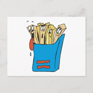 dämliche Cartoon-Pommes frites Postkarte