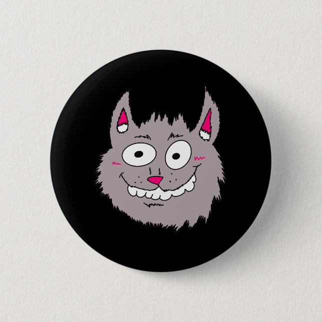 Dämliche Katzen-Gesicht Cartoon Button (Vorderseite)