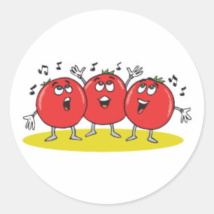 dämliches singendes Tomaten-Trio Runder Aufkleber