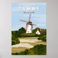 Damme Belgien Retro-Reise Kunst Vintage