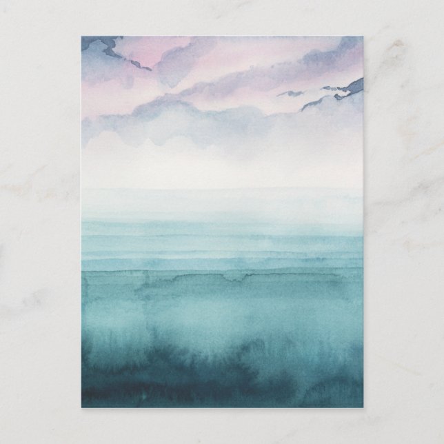 Dämmerung an der Bucht - Wasserfarbe Postkarte (Vorderseite)