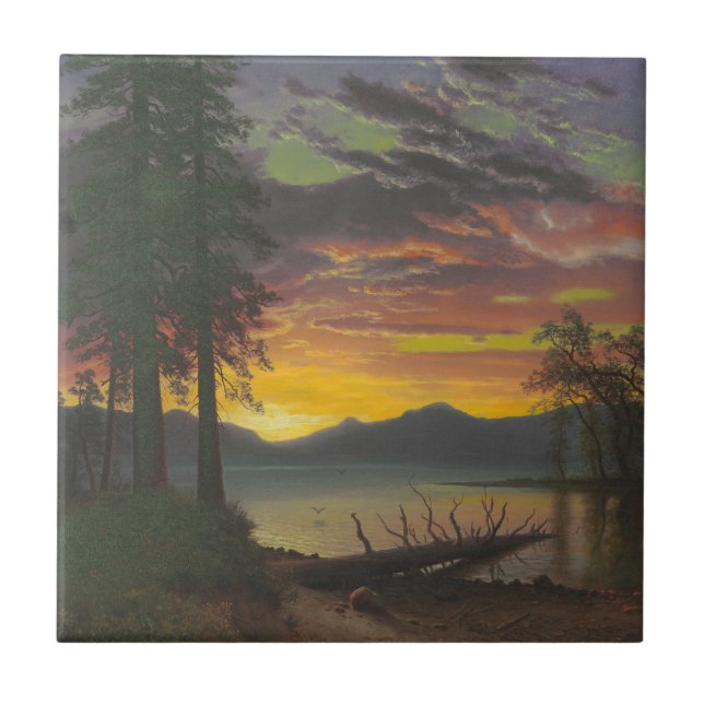 Dämmerung, Lake Tahoe, c.1870s (Öl auf Leinwand) Fliese (Vorderseite)