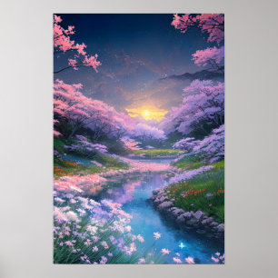 Dämmerung über den Friedlichen Strom Poster