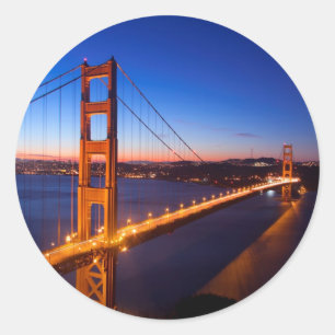Dämmerung über San Francisco und Golden Runder Aufkleber