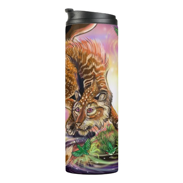 Dämmerungs-Jäger-Fliegen-Katze Thermosbecher (Nach rechts gedreht)
