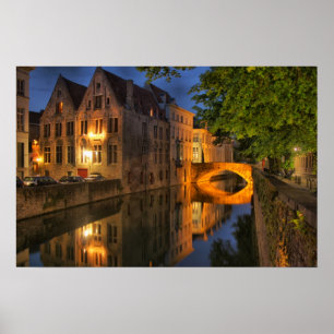 Dämmerungs-Kanal-Plakat Brügges Belgien Poster