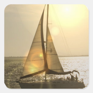 Dämmerungs-Segeln-Aufkleber Quadratischer Aufkleber