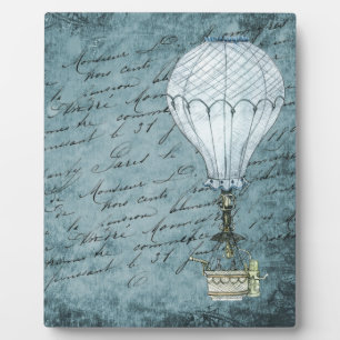Dämmerungsblauer Heißluftballon-Steampunk-Handschr Fotoplatte