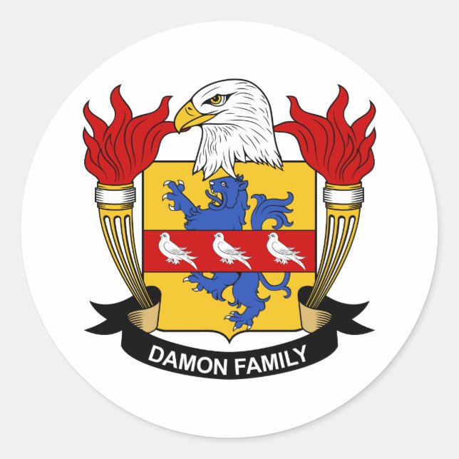 Damon Familienwappen Runder Aufkleber (Vorderseite)