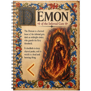 Dämon, mittelalterliche Bestiarien-Kunst Notizblock