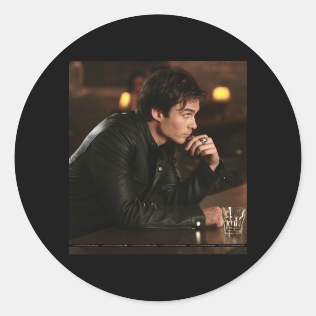 Damon Salvatore Runder Aufkleber (Vorderseite)