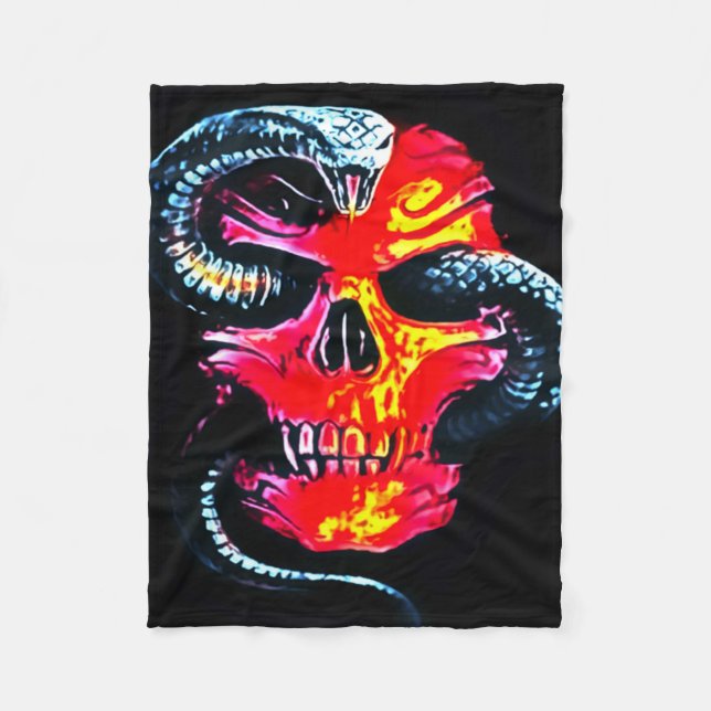 Dämon-Schädel-Fleece-Decke Fleecedecke (Vorderseite)