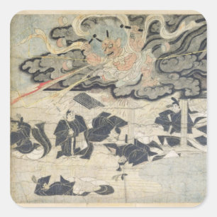 Dämon Thunder, Tenjin Shrine, Kamakura Periode Quadratischer Aufkleber