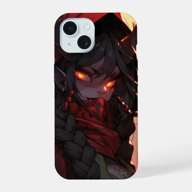 Dämonen-Mädchen Anime iPhone 15 Hülle (Rückseite)