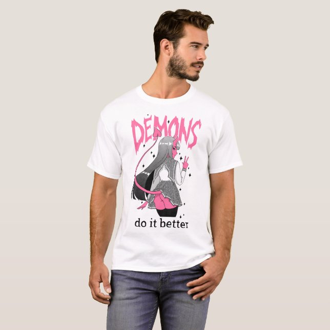 Dämonen verbessert es helles T-Shirt (Vorne ganz)