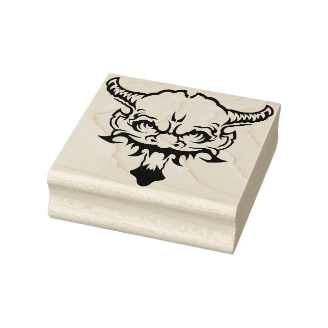 Dämonenkopf mit Hörner Briefmarke Gummistempel (Stempel)