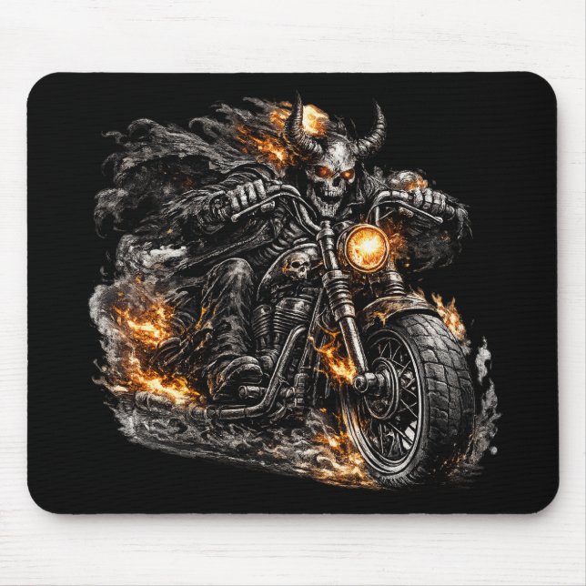 Dämonenschädel-Biker-Motorrad Mousepad (Vorne)
