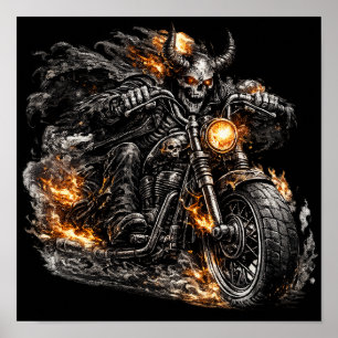 Dämonenschädel Biker Motorrad Poster