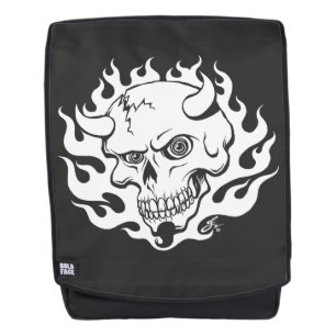 Dämonenschädel in Flammen Rucksack