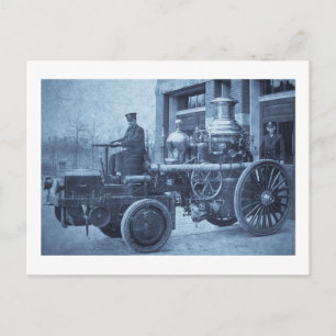 Dampf-Feuerwehr-Pumpenwagen Postkarte