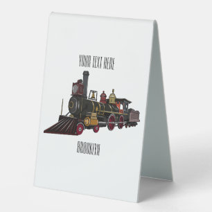 Dampf-Lokomotiven-Cartoons-Illustration Tischaufsteller