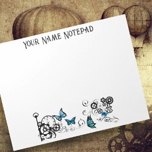 Dampf-Punk-Stammes Blaue Schmetterlinge Getriebe W Notizblock