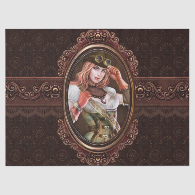 Dampf-Punkgang-modernes Retro abstraktes Muster Seidenpapier (Vorderseite)