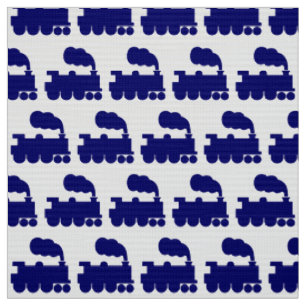 Dampf-Zug-Muster - tiefes Marine-Blau und Weiß Stoff