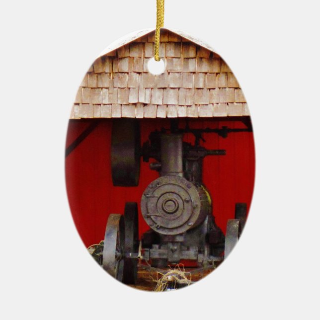 Dampfantrieb Antique Tracter Keramik Ornament (Vorne)