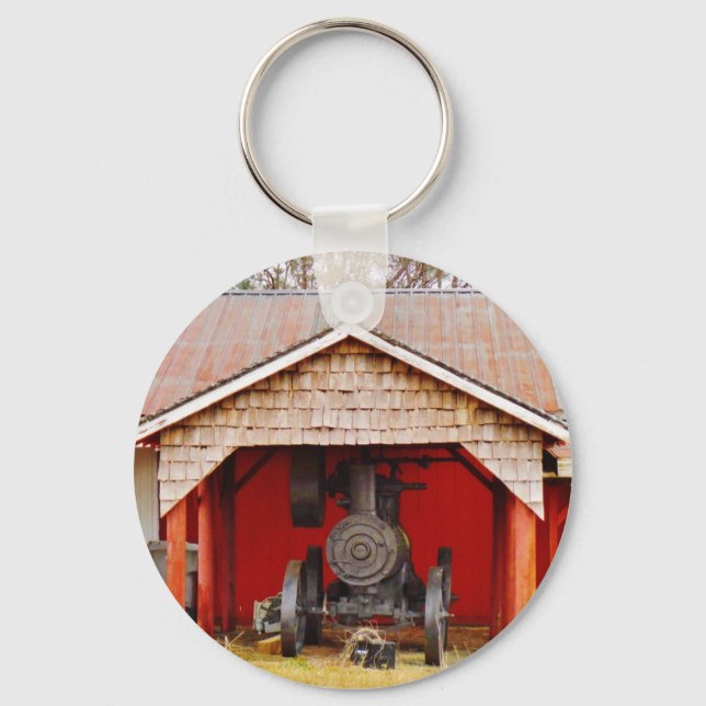 Dampfantrieb Antique Tracter Schlüsselanhänger (Vorderseite)