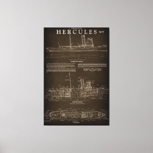 Dampfboot HERCULES Blueprint 1907 Leinwanddruck