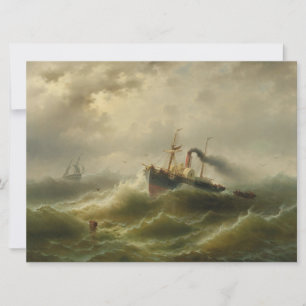 Dampfboot in einem Sturm an der Nordsee Karte