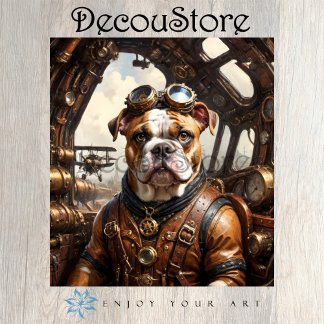 Dampfbulldog-Decoupage Seidenpapier