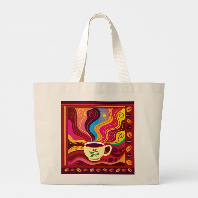 Dampfende Kaffeetasse Muster Jumbo Stoffbeutel (Rückseite)