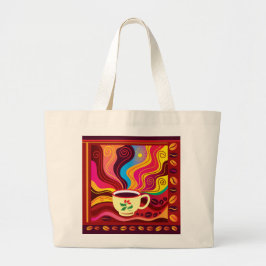 Dampfende Kaffeetasse Muster Jumbo Stoffbeutel